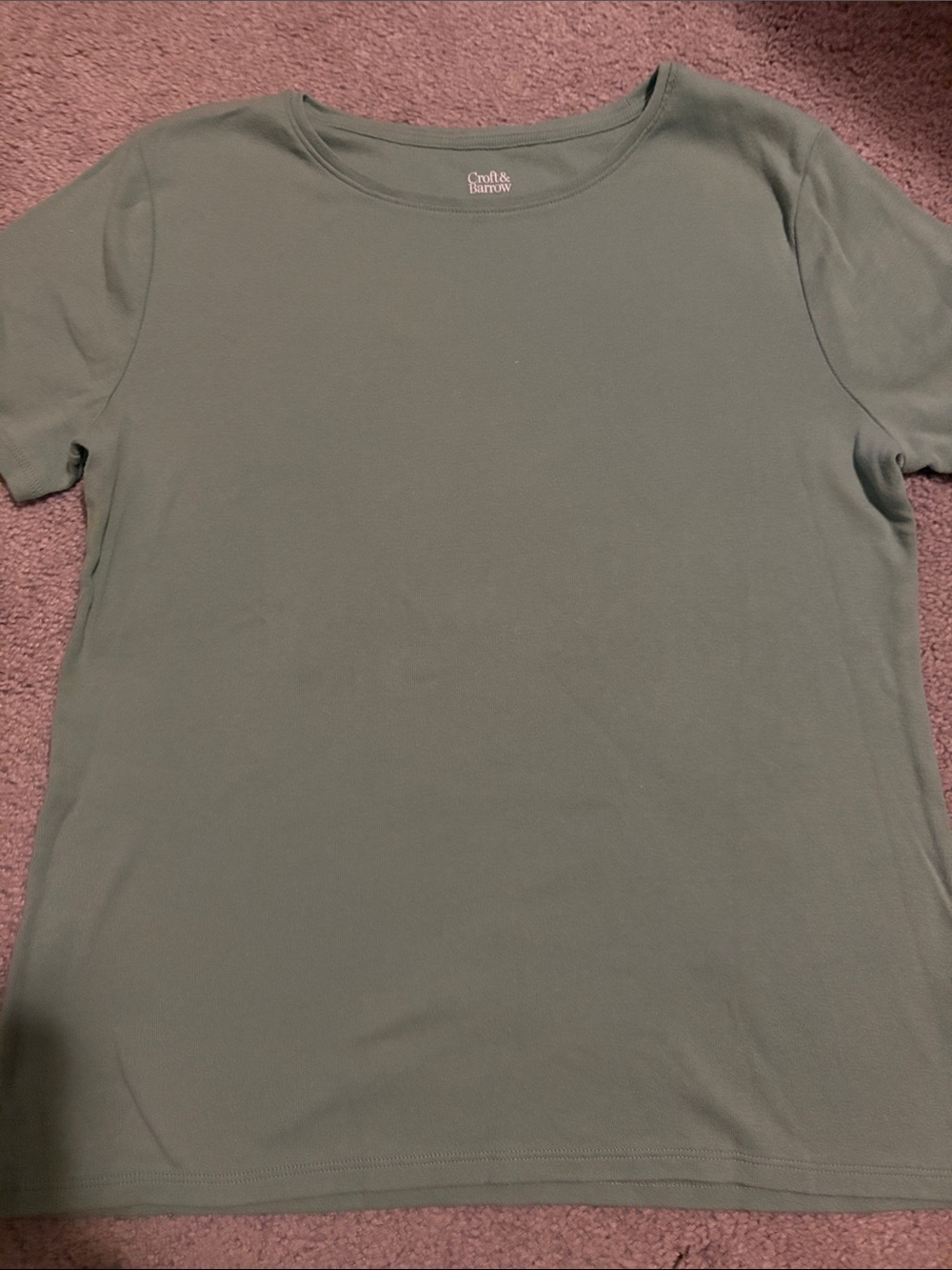 croft & barrow Women’s Scoop Neck Short Sleeve Tee - Sage